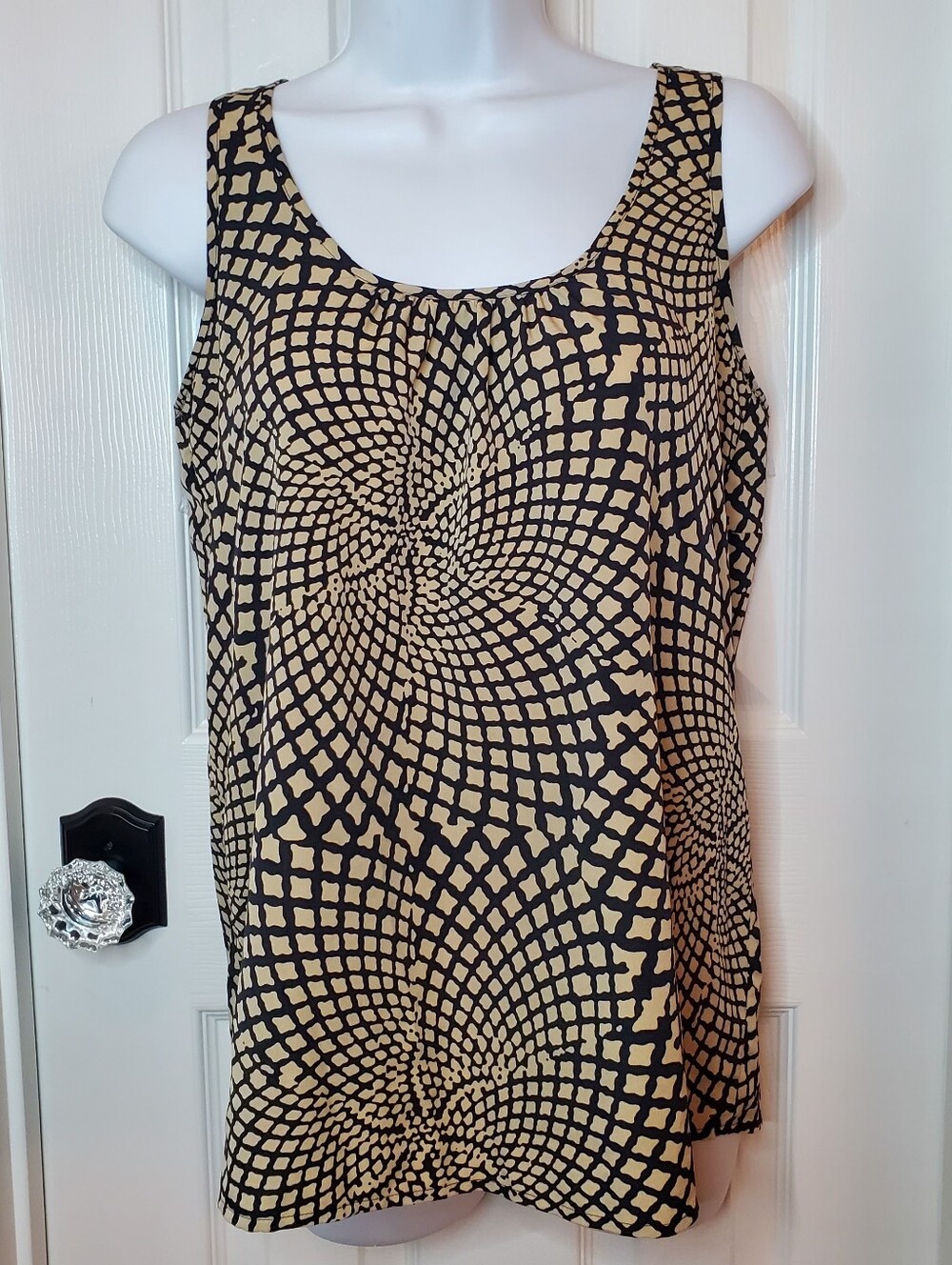 Cynthia Steffe - Tank Top - Tan & Black - Geometric Print - Sz. M